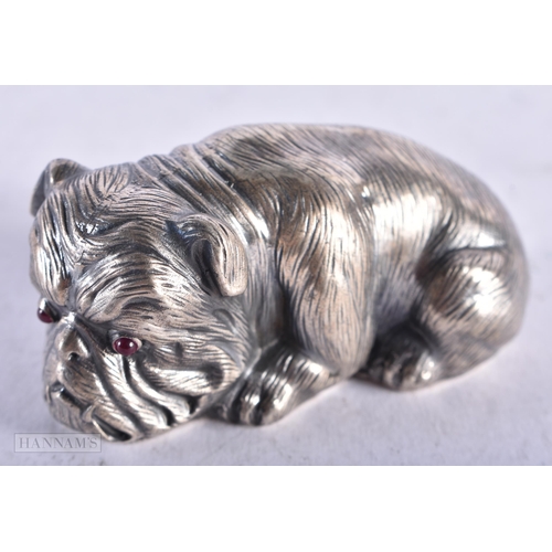 3929 - A Continental Silver Model of a Bulldog. Stamped 84. 6.5cm x 3.5cm x 3.1cm, weight 59.2g