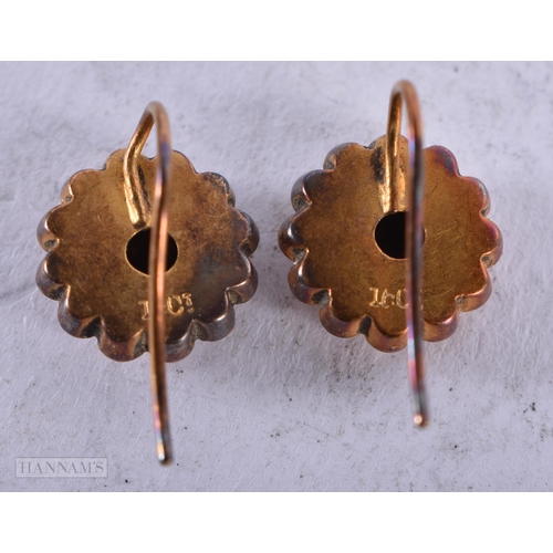 3939 - A Cased Pair of Victorian Gold and Diamond Earrings. Hallmarked 16 Carat. 1cm diameter, weight 1.7g