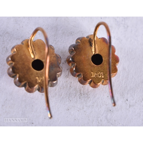 3939 - A Cased Pair of Victorian Gold and Diamond Earrings. Hallmarked 16 Carat. 1cm diameter, weight 1.7g