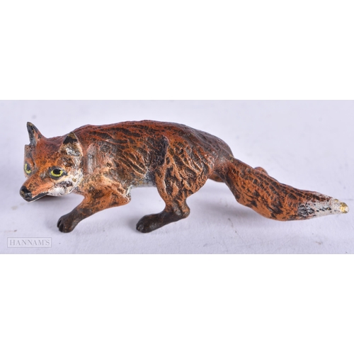 3981 - A Cold Painted Bronze Fox. 6.9cm x 2.7cm x 2.6cm