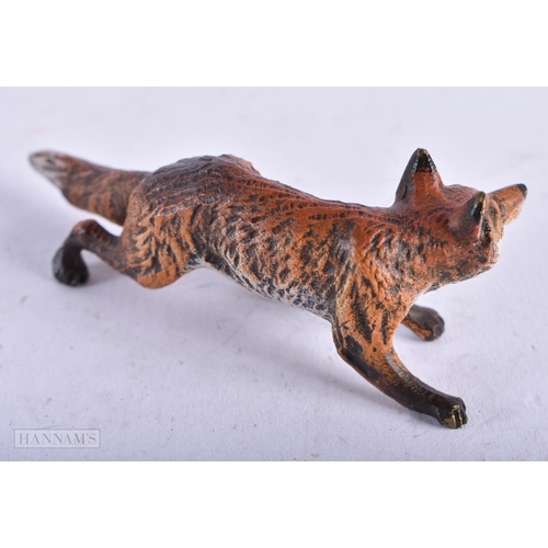 3981 - A Cold Painted Bronze Fox. 6.9cm x 2.7cm x 2.6cm