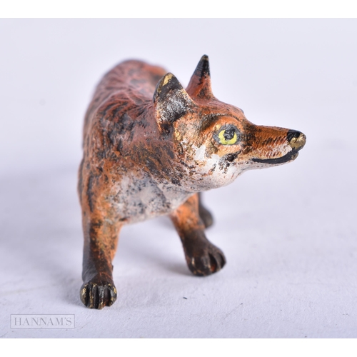 3981 - A Cold Painted Bronze Fox. 6.9cm x 2.7cm x 2.6cm