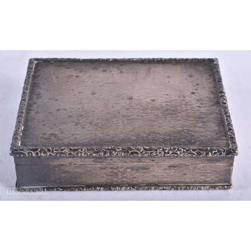 3982 - A Silver Table Snuff Box with Engine Turned Decoration. Stamped 925. 9.6cm x 7cm x 2.4cm, weight 188... 