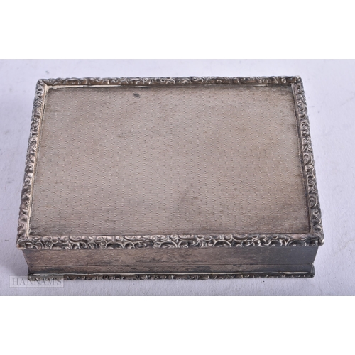 3982 - A Silver Table Snuff Box with Engine Turned Decoration. Stamped 925. 9.6cm x 7cm x 2.4cm, weight 188... 