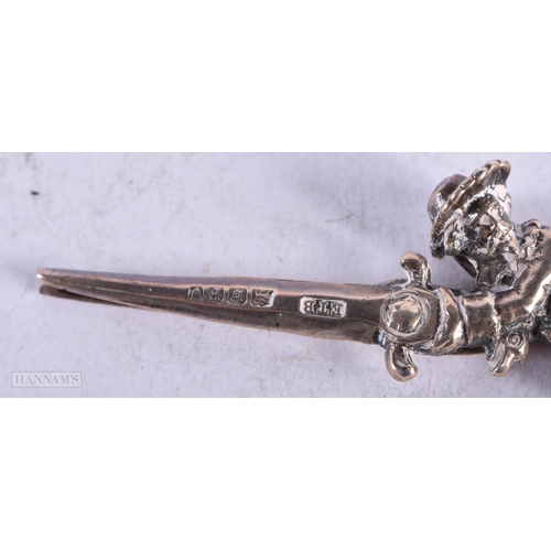 3984 - A Novelty Pair of Victorian Silver Scissors. Hallmarked London 1897. 8.4cm x 3.8cm, weight 23.2g