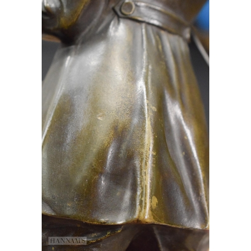 135E - Bruno Zach (C1925) Bronze, Horsewoman. 44.5 cm x 15 cm