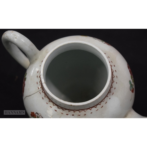 245 - TWO 18TH CENTURY WORCESTER PORCELAIN TEAPOTS AND COVERS together with a Liverpool teapot. Largest 18... 