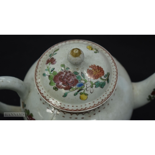 245 - TWO 18TH CENTURY WORCESTER PORCELAIN TEAPOTS AND COVERS together with a Liverpool teapot. Largest 18... 