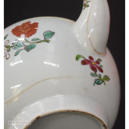245 - TWO 18TH CENTURY WORCESTER PORCELAIN TEAPOTS AND COVERS together with a Liverpool teapot. Largest 18... 