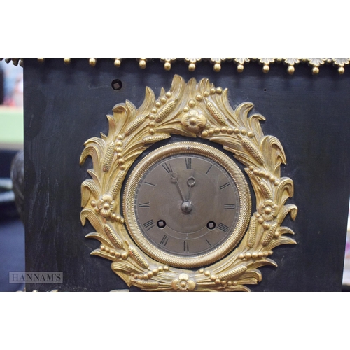 361 - A 19TH CENTURY FRENCH ORMOLU AND BRONZE AUTOMATON CLOCK formed with Napoleon over looking a boat. 46... 