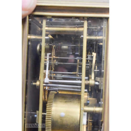 436 - A 19TH CENTURY FRENCH MULTI DIAL BRASS REPEATING CARRIAGE CLOCK with three silvered calender dials. ... 