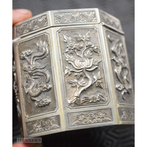 45C - A LATE 19TH CENTURY CHINESE STRAITS SILVER BOX AND COVER inset with a jadeite disc. 8 x 8.5 cm