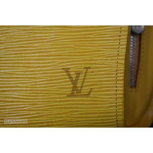 805 - A LOUIS VUITTON YELLOW SHOULDER BAG. Bag excluding straps 27 cm x 20 cm.