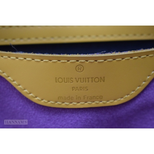 805 - A LOUIS VUITTON YELLOW SHOULDER BAG. Bag excluding straps 27 cm x 20 cm.