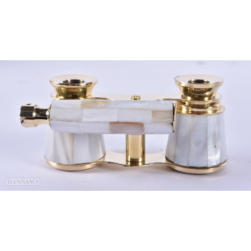 103 - A PAIR OF MOTHER OF PEARL OPERA GLASSES. 12 cm x 10 cm.