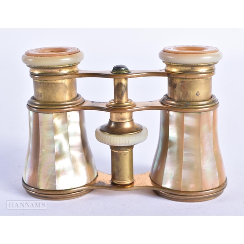 130 - A PAIR OF MOTHER OF PEARL OPERA GLASSES. 12 cm x 10 cm.