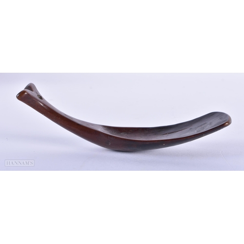 158 - A RARE 18TH CENTURY TREEN CARVED WOOD SERVING UTENSIL formed as a whale. 14cm long.