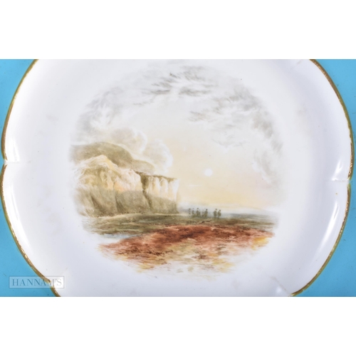 159 - A PAIR OF 19TH CENTURY WORCESTER PLATES painted with landscapes. 23 cm diameter.