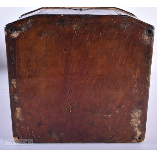 167 - A LOVELY REGENCY TOOLED LEATHER STATIONARY CASKET highlighted with foliage. 35 cm x 17 cm.