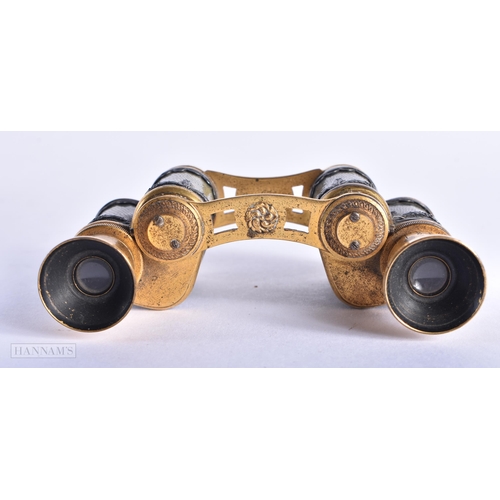 175 - A FINE PAIR OF EARLY 19TH CENTURY FRENCH BOIN TABURET SHAGREEN OPERA GLASSES with classical silver m... 