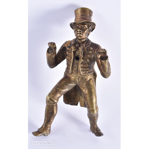 18 - A 19TH CENTURY EUROPEAN BRONZE FIGURE OF A NUBIAN MALE modelled as a dandy. 12 cm x 6 cm.