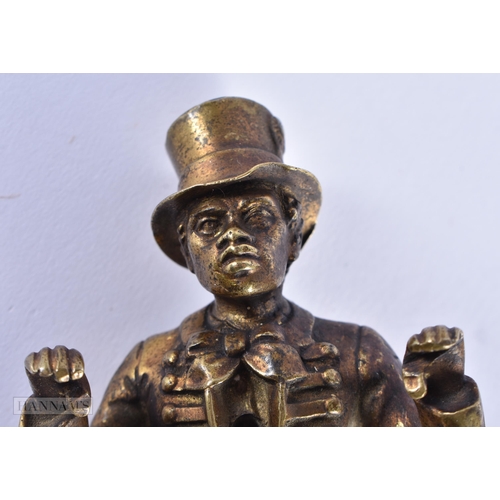 18 - A 19TH CENTURY EUROPEAN BRONZE FIGURE OF A NUBIAN MALE modelled as a dandy. 12 cm x 6 cm.