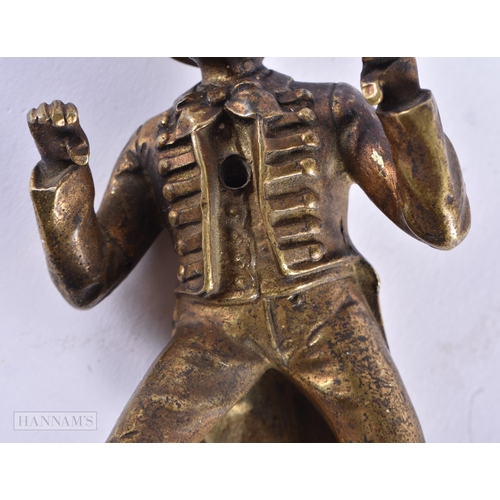 18 - A 19TH CENTURY EUROPEAN BRONZE FIGURE OF A NUBIAN MALE modelled as a dandy. 12 cm x 6 cm.