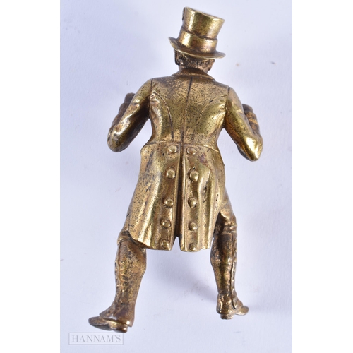 18 - A 19TH CENTURY EUROPEAN BRONZE FIGURE OF A NUBIAN MALE modelled as a dandy. 12 cm x 6 cm.