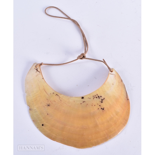 19 - A 19TH CENTURY TRIBAL SOUTHSEA ISLANDS CARVED SHELL NECKLACE. 17 cm x 12 cm.