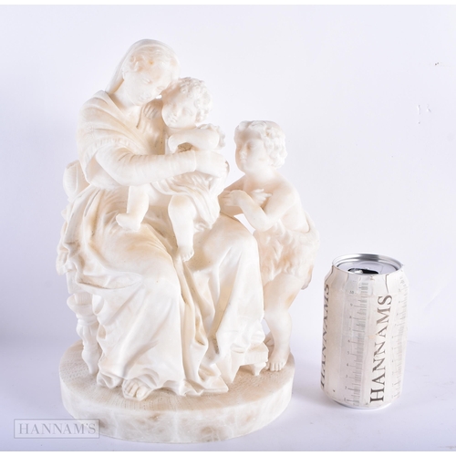 198 - A LARGE 19TH CENTURY EUROPEAN ALABASTER FIGURAL GROUP depicting a mother with figures. 30 cm x 15cm.