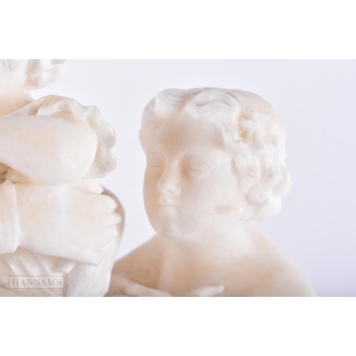 198 - A LARGE 19TH CENTURY EUROPEAN ALABASTER FIGURAL GROUP depicting a mother with figures. 30 cm x 15cm.