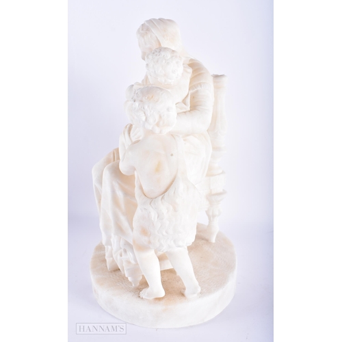 198 - A LARGE 19TH CENTURY EUROPEAN ALABASTER FIGURAL GROUP depicting a mother with figures. 30 cm x 15cm.