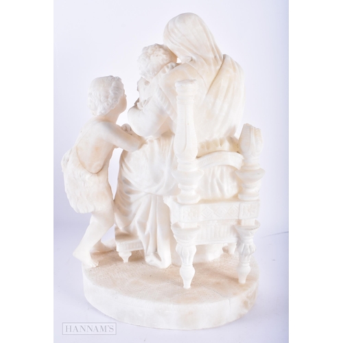 198 - A LARGE 19TH CENTURY EUROPEAN ALABASTER FIGURAL GROUP depicting a mother with figures. 30 cm x 15cm.