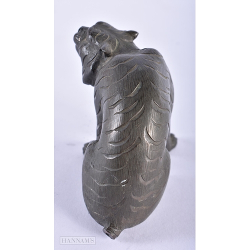 199 - A 19TH CENTURY JAPANESE MEIJI PERIOD BRONZE OKIMONO modelled as a tiger. 8 cm x 8 cm.