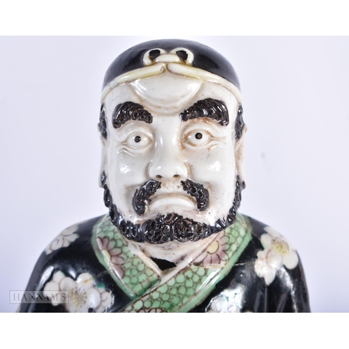 205 - A LARGE 19TH CENTURY CHINESE FAMILLE NOIRE PORCELAIN FIGURE OF AN IMMORTAL together with a cloisonne... 