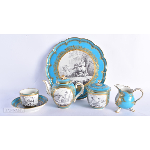 209 - A FINE 19TH CENTURY FRENCH SEVRES PORCELAIN TETE A TETE TEASET beautifully painted with figures and ... 