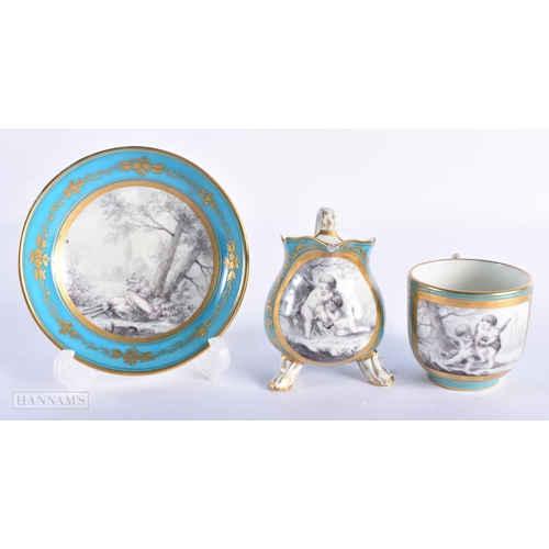 209 - A FINE 19TH CENTURY FRENCH SEVRES PORCELAIN TETE A TETE TEASET beautifully painted with figures and ... 