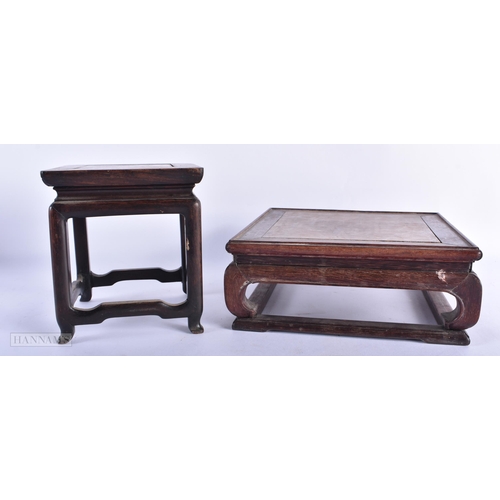 227 - TWO 19TH CENTURY CHINESE CARVED WOOD SCHOLARS STANDS. Largest 19 cm square. (2)