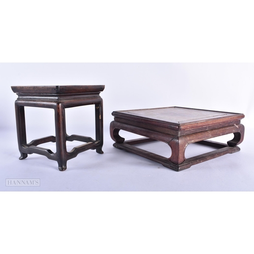 227 - TWO 19TH CENTURY CHINESE CARVED WOOD SCHOLARS STANDS. Largest 19 cm square. (2)