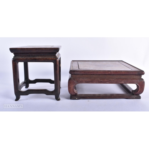 227 - TWO 19TH CENTURY CHINESE CARVED WOOD SCHOLARS STANDS. Largest 19 cm square. (2)