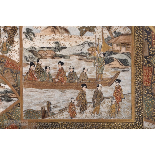 230 - A 19TH CENTURY JAPANESE MEIJI PERIOD SATSUMA DISH painted with figures within landscapes. 18cm diame... 