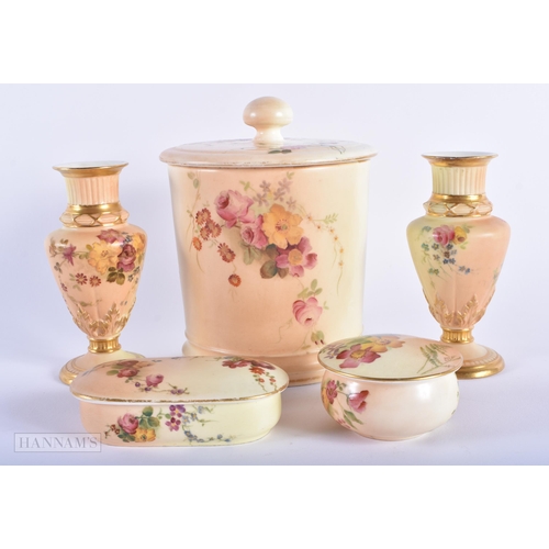 250 - ASSORTED ROYAL WORCESTER BLUSH IVORY PORCELAIN. Largest 14cm high. (5)