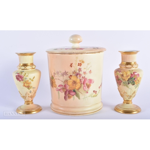 250 - ASSORTED ROYAL WORCESTER BLUSH IVORY PORCELAIN. Largest 14cm high. (5)