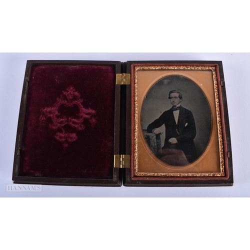 257 - AN UNUSUAL VICTORIAN DAGUERREOTYPE decorated with equestrian scenes. 13 cm x 11cm.