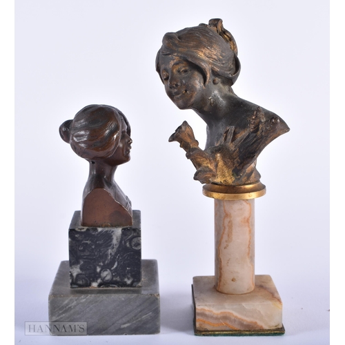 258 - TWO ART NOUVEAU BUSTS. Largest 14cm high. (2)