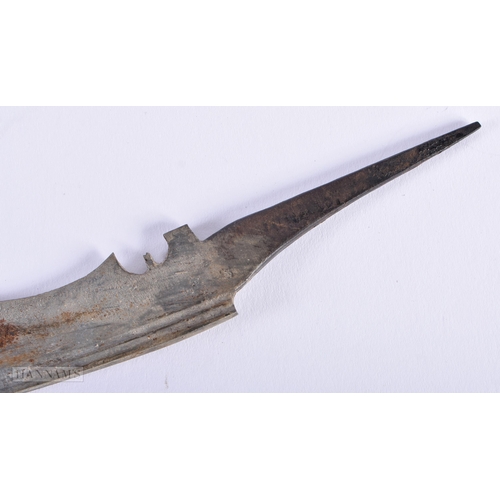 259 - A 19TH CENTURY INDIAN MIDDLE EASTERN SILVER MOUNTED LEATHER CASED KNIFE. 34 cm long.  We do not offe... 