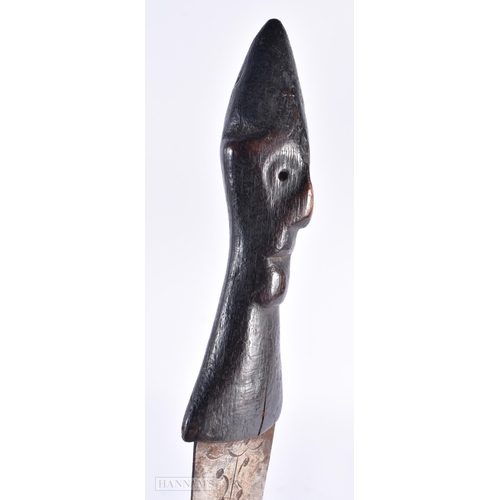 26 - AN ANTIQUE AFRICAN TRIBAL BONE AND CROCODILE SKIN KNIFE. 30 cm long.  We do not offer in-house shipp... 