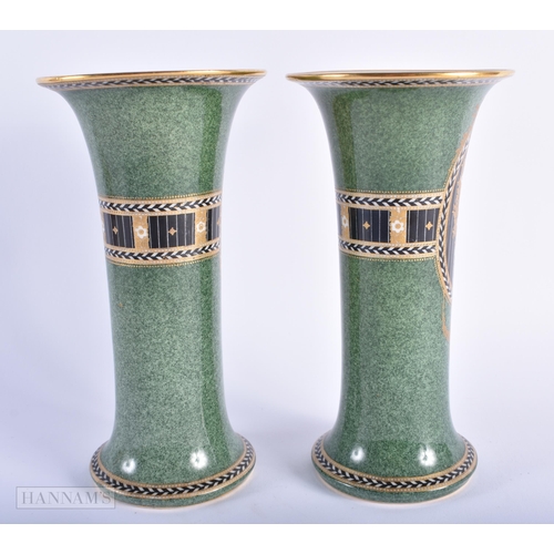 262 - A FINE PAIR OF ROYAL WORCESTER SECESSIONIST MOVEMENT VASES painted and gilded with flowers. 23.5 cm ... 