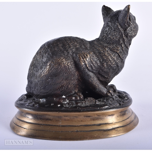 263 - A BRONZE FIGURE OF A CAT After Pierre Jules Mene. 12 cm x 12 cm.