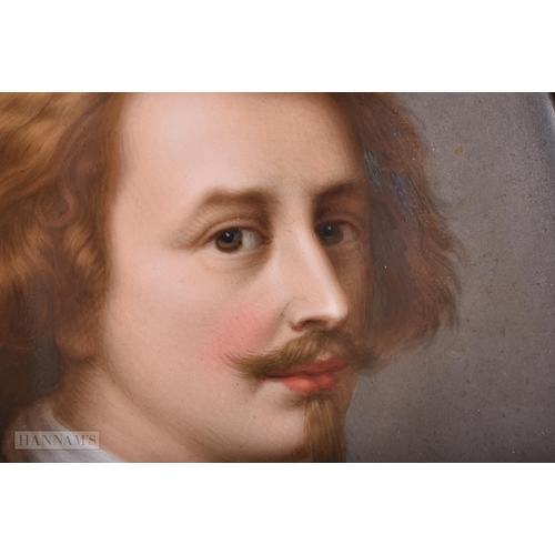 267 - A LATE 19TH CENTURY GERMAN PORCELAIN PANEL OF VAN DYCK. 22cm x 18cm.